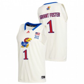 Tyon Grant-Foster Kansas Jayhawks 2020-21 Cream College Basketball New Season League patch Jersey