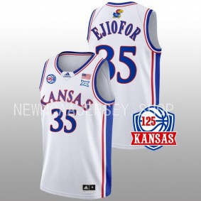 Kansas Jayhawks Zuby Ejiofor 2022-23 White 125th Year Home Men Jersey