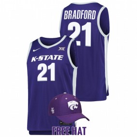 Davion Bradford #21 Purple Kansas State Wildcats 2022 Free Hat College Basketball Jersey