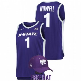 Markquis Nowell #1 Purple Kansas State Wildcats 2022 Free Hat College Basketball Jersey