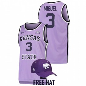 Kansas State Wildcats Selton Miguel 2022 Purple Retro College Basketball Men Jersey