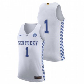 #1 White Kentucky Wildcats 2021-22 Authentic College Basketball Jersey