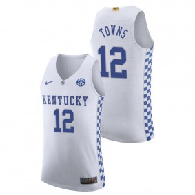 Men Kentucky Wildcats #12 White Karl-Anthony Towns College Basketball Authentic Jersey