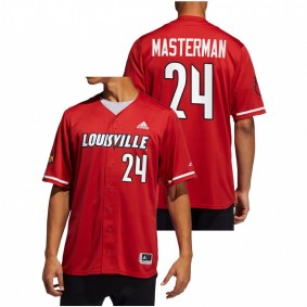 Cameron Masterman Louisville Cardinals #24 Button-Up Men Red Jersey Baseball