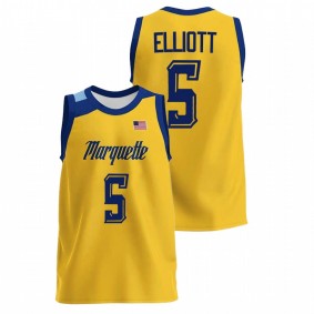 Marquette Golden Eagles Greg Elliott 2022 Gold College Basketball Men Jersey