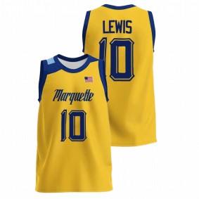 Marquette Golden Eagles Justin Lewis 2022 Gold College Basketball Men Jersey