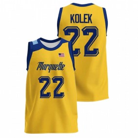 Marquette Golden Eagles Tyler Kolek 2022 Gold College Basketball Men Jersey