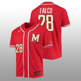 Maryland Terrapins #28 David Falco College Baseball Red Jersey Replica Men