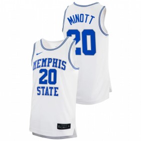 Josh Minott #20 White Memphis Tigers 2022 College Basketball Retro Jersey