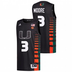 Charlie Moore #3 Black Miami Hurricanes 2022 College Basketball Jersey