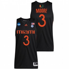 Miami Hurricanes Charlie Moore Black 2022 NCAA March Madness Sweet 16 Men Jersey