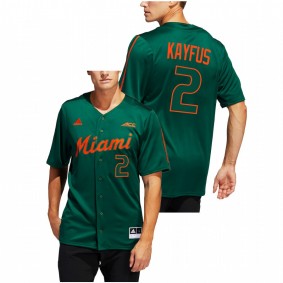 CJ Kayfus Miami Hurricanes #2 College Baseball Men Green Jersey Button-Up