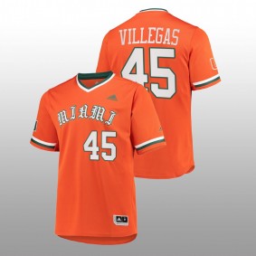 Miami Hurricanes #45 Edgardo Villegas Primegreen Baseball Orange Jersey Men