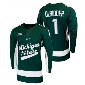 Michigan State Spartans Drew DeRidder #1 Green College Hockey Jersey