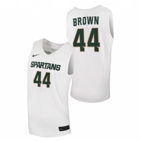 Men Michigan State Spartans 2020-21 #44 White Gabe Brown Basketball Replica Jersey