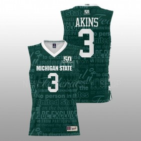 Michigan State Spartans Jaden Akins Green 2022 Title IX Men Jersey