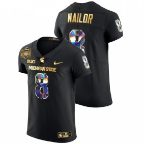 Jalen Nailor Michigan State Spartans 2021 Peach Bowl Black Golden Diamond Edition #8 Jersey