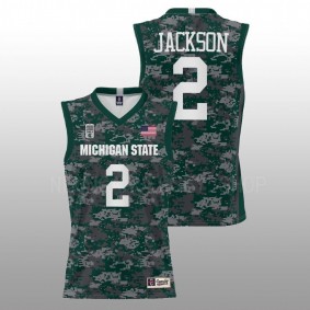 Jaren Jackson Jr. #2 Green Michigan State Spartans Carrier Classic Game 2022 Armed Forces Jersey