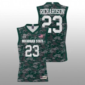 Jason Richardson #23 Green Michigan State Spartans Carrier Classic Game 2022 Armed Forces Jersey