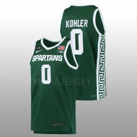 Jaxon Kohler #0 Green Michigan State Spartans 2022-23 5.24 Honor Patch Replica Basketball Jersey