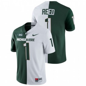 Michigan State Spartans Jayden Reed #1 White Green Split Edition College Football Jersey