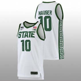 Joey Hauser #10 White Michigan State Spartans 2022-23 5.24 Honor Patch College Basketball Jersey