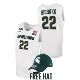 Michigan State Spartans Mady Sissoko 2021-22 White College Basketball Free Hat Men Jersey