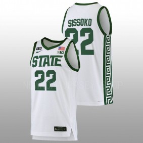 Mady Sissoko #22 White Michigan State Spartans 2022-23 5.24 Honor Patch College Basketball Jersey