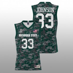 Magic Johnson #33 Green Michigan State Spartans Carrier Classic Game 2022 Armed Forces Jersey