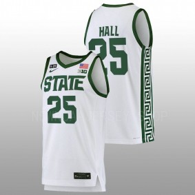 Malik Hall #25 White Michigan State Spartans 2022-23 5.24 Honor Patch College Basketball Jersey