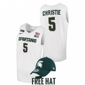 Michigan State Spartans Max Christie 2021-22 White College Basketball Free Hat Men Jersey