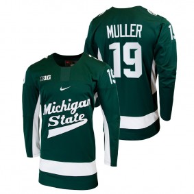 Michigan State Spartans Nicolas Muller #19 Green College Hockey Jersey