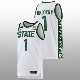 Pierre Brooks #1 White Michigan State Spartans 2022-23 5.24 Honor Patch College Basketball Jersey