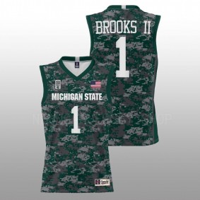 Pierre Brooks #1 Green Michigan State Spartans Carrier Classic Game 2022 Armed Forces Jersey