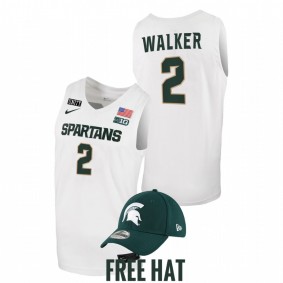 Michigan State Spartans Tyson Walker 2021-22 White College Basketball Free Hat Men Jersey