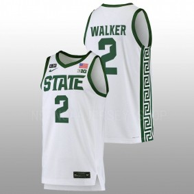 Tyson Walker #2 White Michigan State Spartans 2022-23 5.24 Honor Patch College Basketball Jersey