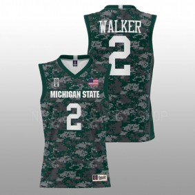 Tyson Walker #2 Green Michigan State Spartans Carrier Classic Game 2022 Armed Forces Jersey