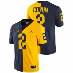 Blake Corum Michigan Wolverines 2021-22 Navy Maize Split Edition College Football #2 Jersey