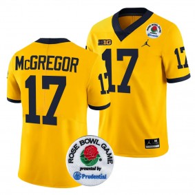 Men's Braiden McGregor Michigan Wolverines 2024 Rose Bowl Maize #17 College Football Playoff Jersey