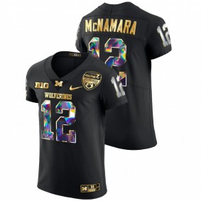 Cade McNamara Michigan Wolverines 2021 Orange Bowl Black Golden Diamond Edition #12 Jersey