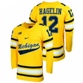 Michigan Wolverines Carl Hagelin #12 Maize Alumni Hockey Jersey Men