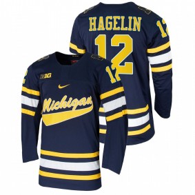 Michigan Wolverines Carl Hagelin #12 Navy Alumni Hockey Jersey Men