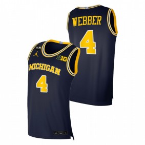 Men Michigan Wolverines 2021 #4 Navy Chris Webber Home BLM Social Justice Jersey