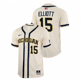 Clark Elliott Michigan Wolverines #15 College Baseball Men White Jersey Full-Button