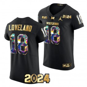 Colston Loveland CFBPlayoff 2023 National Champions Michigan Wolverines #18 Jersey Black Men's Golden Diamond Shirt