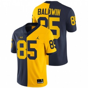 Daylen Baldwin Michigan Wolverines 2021-22 Navy Maize Split Edition College Football #85 Jersey