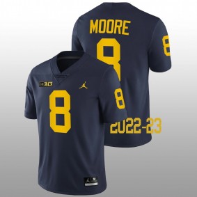 Derrick Moore Michigan Wolverines College Football 2022-23 Navy Game #8 Jersey