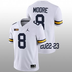 Derrick Moore Michigan Wolverines College Football 2022-23 White Game #8 Jersey