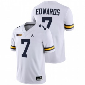 Men Michigan Wolverines Donovan Edwards #7 White College Football Game Jersey