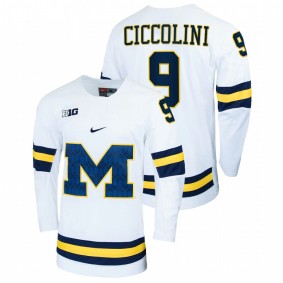 Michigan Wolverines Eric Ciccolini #9 White Replica Hockey Jersey Men